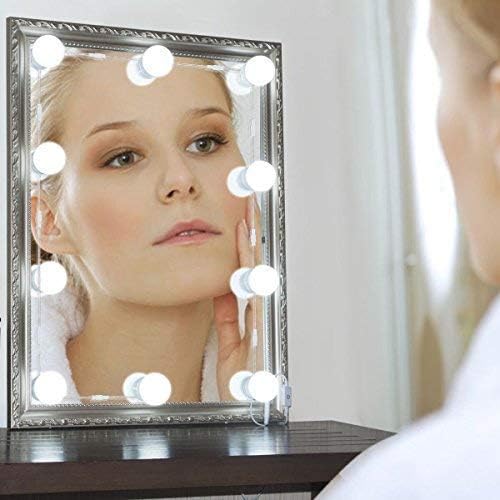 NovoLido Hollywood Style LED Vanity Makeup Mirror Lights Kit with 10 Light Bulbs (Replaced Independently), 6500K Dimmable Daylight White,14.76FT/4.5M Hidden Adjustable Length (White)