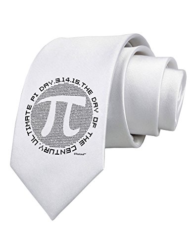 TooLoud Ultimate Pi Day - Retro Computer Style Pi Circle Printed White Neck Tie