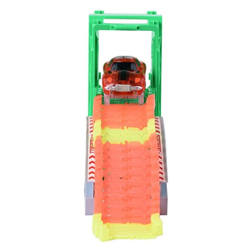 ONTOPON Toy Track Accessory Lift with a Race Car, Elevator and Ramp Track Attachments Fits ALL Bend A Path Track Vehicle Playsets(green color)