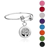 BESTTERN 20Mm Tree Life Essential Oil Diffuser Locket Bracelet 316L Stainless Steel Charm Locket Bangle