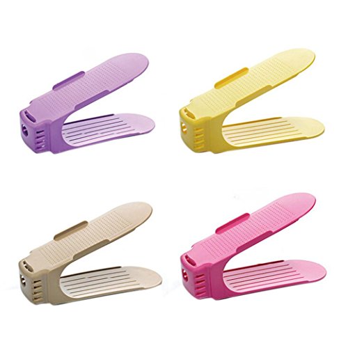 Hot Sale ! ღ Ninasill ღ Display Rack Shoes Organizer Space-Saving Plastic Storage Rack (Colorful)