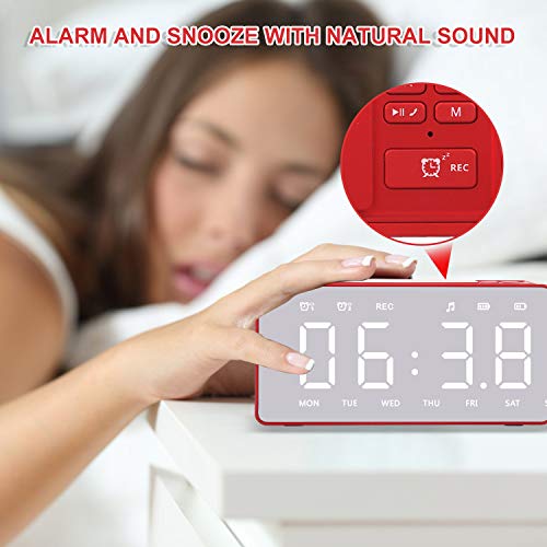 Htterino Projection Alarm Clock Bluetooth Speaker DIY Ringtone,One