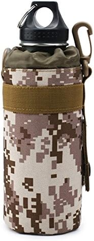 ENINE Water Bottle Sleeve 550 ml Water Bottle Nylon Water Bottle Carrier/Bag/Pouch/Case/Cover/Holder With Nylon buckle&amp; Molle Accessories &amp;D-type hook-Drawstring Closure (Green)