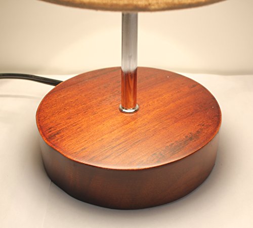 17" H Mini Sandalwood Living Room Indoor Table Lamp Natural Solid Wood Base (Round)