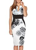 Fantaist Women's Vintage Knee Length Formal Party Floral Print Bridesmaid Dress (M, FT601-White)