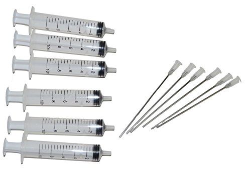 6 Syringes with Long Needles for refilling Refillable Cartridges and Continuous Ink Supply System CISS. Free Shipping from New York.