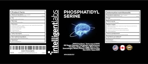 Intelligent Labs Phosphatidylserine Supplement 100mg | 90 High Strength Capsules | 100% Soy and Allergen Free | Pure Phosphatidylserine from Sunflower Lecithin