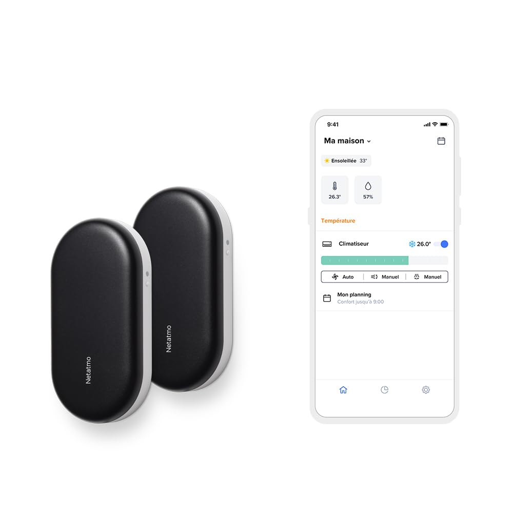 Netatmo Pack 2 Smart AC Controllers, Intelligent Air Conditioning for Heatwaves, Compatible with All Air Conditioners, WI-FI, Energy Savings, Alexa, Google Assistant, Siri, NBU-2-NAC-EU