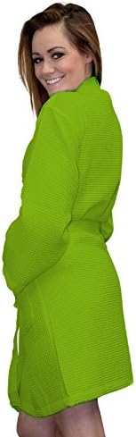 TowelBathrobe Thigh Length Waffle Weave Kimono Robes (one size, lime)