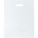 100 Clear Plastic Merchandise Bags With Handles 9"x12" 1.25Mil Thick Glossy Retail Shopping Bag for Small Business, Boutique, Clothing, Trade Show, and Gifts