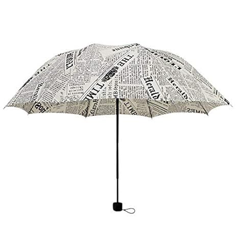 Travel Newspaper Umbrella - 60 MPH Windproof Lightweight for Men Women and Kids, Compact Travel Unique Umbrellas (White)