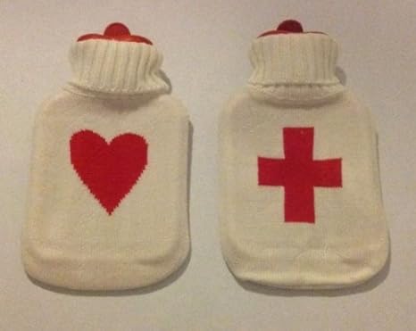 1 Liter Wärmflasche Weiß mit Herz oder Kreuz | Wärmflaschen Schwangerschaft Körnerkissen Farbe Kreuz