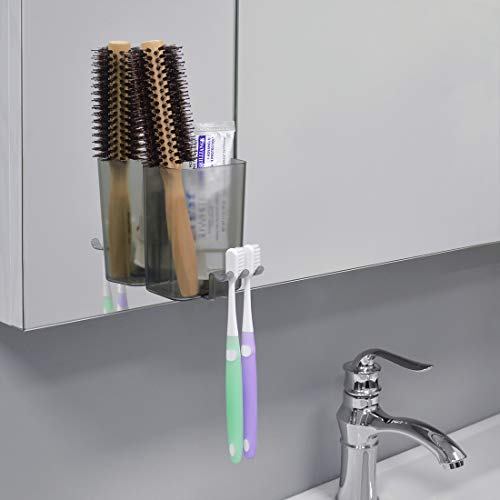 image for Linkidea Plastic Toothbrush Holder Wall Mounted Bathroom Mirror Shower