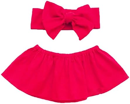Fashion Newborn Toddler Baby Girls Solid Sleeveless Off Shoulder Blouse + Bow Headband Outfits Mother Daughter Matching Clothes 2pcs (80cm (1-2T), Red)