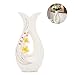 Tall White Ceramic Flower Vases,11.6’’ High Decorative Vases with Handmade Porcelain Yellow Flowers for Living Room, Kitchen, Table, Home, Office, Centerpiece, Wedding, Party or as a Gift