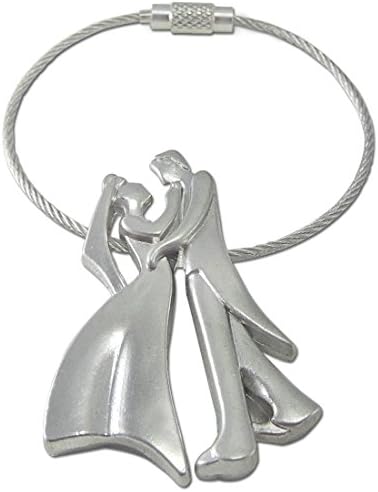 Ratnatraya Couple Keychain Dancing Prince and Princess | Metallic Romantic Silver Keyring Valentine Gift Items for Happiness & Love