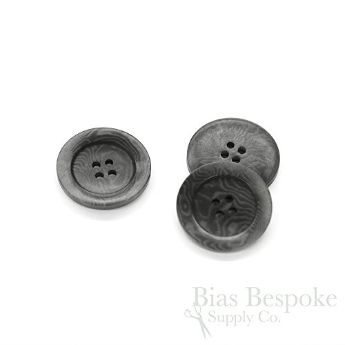 Set of 3 Chic Dark Gray Corozo Overcoat Buttons, 40 Line, Made in Italy