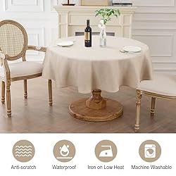 AUSSPVOCT Textured Tablecloth Round 60 Inch