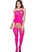 ZIUMUDY Women's Sexy Fishnet Crotchless Strap Floral Bodystocking Stretch Tights (Rose)