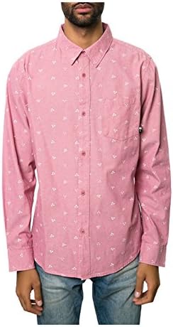 Fourstar ClothingMens The Calico LS Button Up Shirt, Red, Small