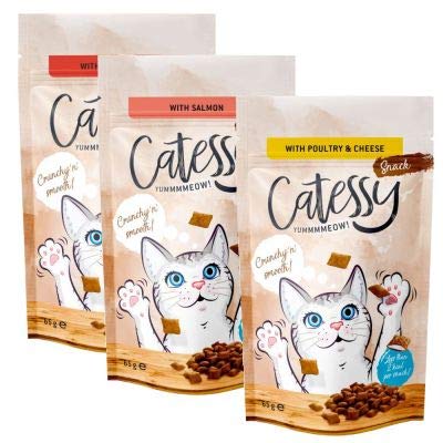 Catessy Crunchy Snacks mix pack 3 x 65g (Beef and Malt, Salmon, Poultry and Cheese)