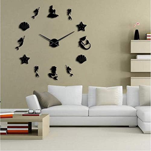 Mzdyy Fantasy Wall Art Diy Large Wall Clock Under The Sea Party Favor Frameless Oversized Wall Clock Ocean Beach House Decor 47inch