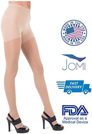 JOMI COMPRESSIONJomi Compression Pantyhose Collection, 15-20mmHg Sheer Closed Toe 176 (Small, Natural)