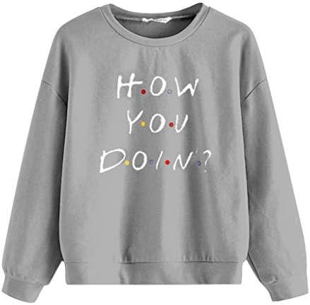 FACAIAFALO Women Causal Color Block Long Sleeve How You Doin Letter Print O-Neck Sweatshirt Pullover Top Blouse