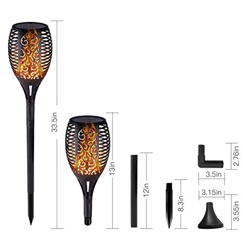 Lebote Solar Torch Lights,Solar Flame Lights Outdoor Flickering Flames Torches Lights Waterproof 96 LED Dancing Flames Landscape Decoration Lighting Solar Spotlights for Garden Yard Patio(2 Pack)