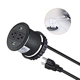 Power Grommet with USB,Desk Hole Grommet Outlet,Easy Access to 2 AC Outlet and 2 USB Charging Ports.Hidden Power Socket with USB with 6ft Heavy Duty Extension Cord & Easy Mounting.