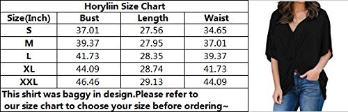 Horyliin Tee Shirts Women Plus Size, Ladies Deep V Neck Batwing Short Sleeve Chiffon Blouses High-Low Hem Ruched Fashion Tunic Tops Black XXL