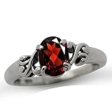 Silvershake 1.34ct. Natural Garnet 925 Sterling Silver Victorian Style Solitaire Ring