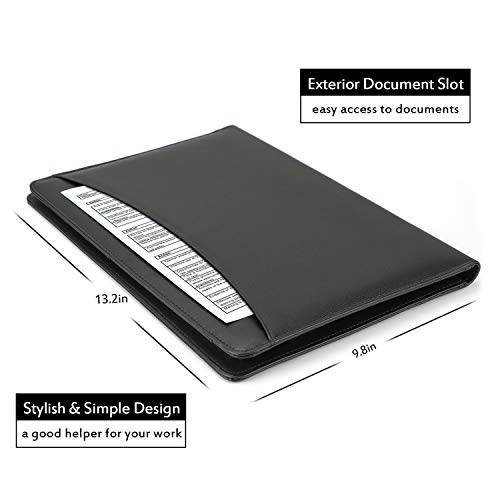 AHGXG Padfolio/Resume Portfolio Folder - Interview/Letter Document Organizer & Business Card Holder - with Letter-Sized Writing Pad Professional Gift for Business, Interview, Resume - Black
