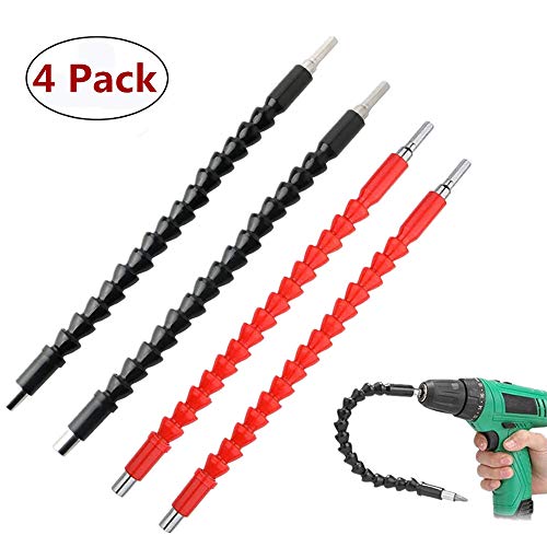 4 Pack Flexible Drill Bit Extension, Magnetic Screwdriver Power Hex Soft Shaft Set for Connect Drive Shaft Tip Drill Bit Kit Adaptor