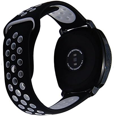 20mm Dual Color Silicone Watch Band Strap for S2 Classic R732/R735 for Samsung Gear Sport R600 Ticwatch E/Ticwatch 2 Vivoactive Rubber Band (Black-White)