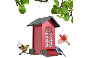 Kowoll Metal Squirrel Proof Bird Feeder for Outdoor Hanging, Weight Activated Squirrel Resistant Wild Bird Seed Feeder for Finch Cardinal, 5LB