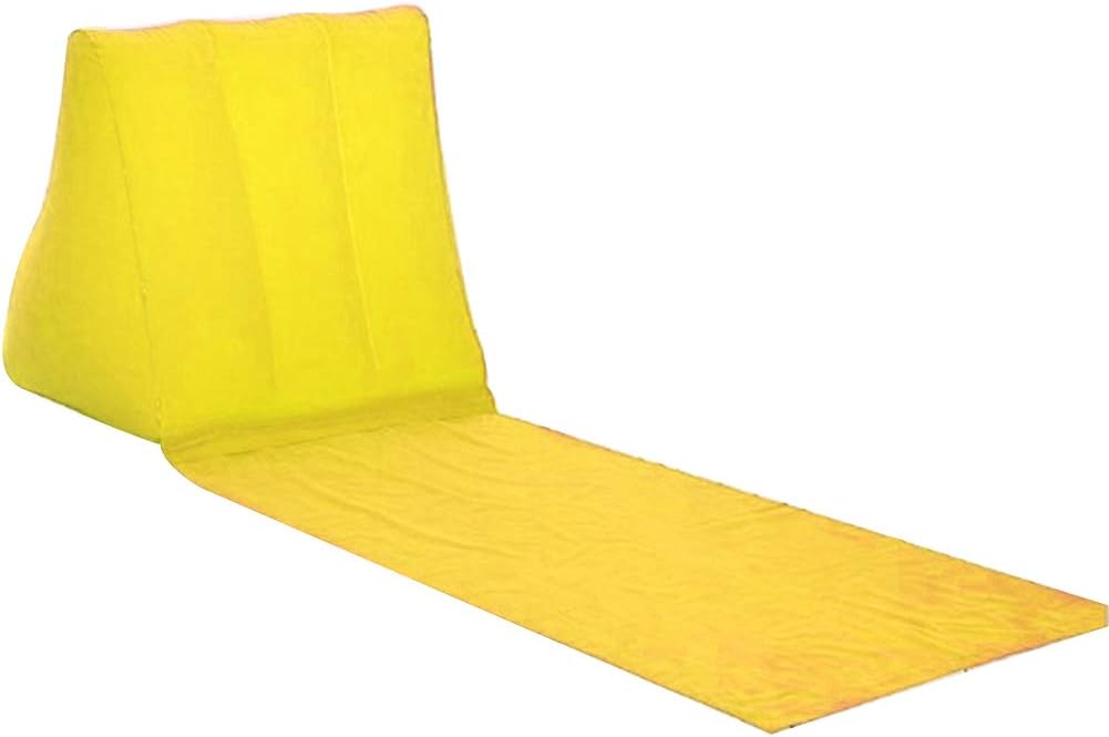 Portable Travel Inflatable Lounger Triangular Wedge Designed Back Support Pillow Cushion Beach Loungers Mat for Garden Camping and Festivals(Yellow)