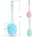 Bath Loofah & Brush with Long Handle Sponge Back Scrubber Shower & Bath Handle Exfoliating Pouf Scrubber on a Stick Body Back Luffa Brush by Woods World (Blue)
