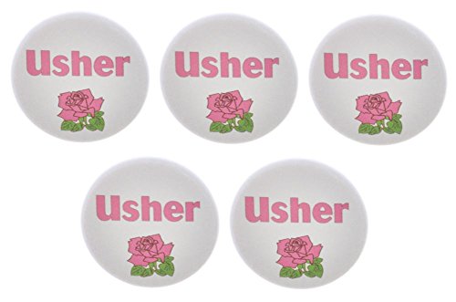 QTY 5 Usher Pink Rose 1.25â€ Pinback Buttons Pins Shabby Chic Wedding Party