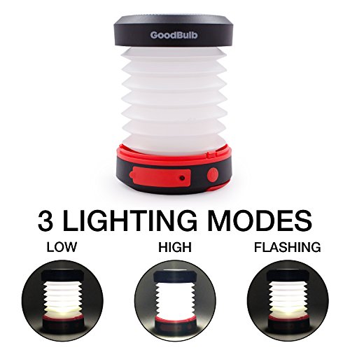 GoodBulb Compact Solar Lantern - Collapsible Lantern - Camping Accessories - Solar Lights - LED Rechargeable Light - USB Power Bank