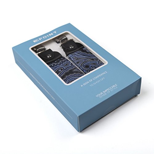 EFBB0039 Grey Blue Patterned Extendable Microfiber Y-Back Suspenders Stainless Steel Clip Popular For Graduation By Epoint