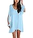 FACE N FACE Women's V-neck Loose Irregular Hem Summer Chiffon Short Casual Dress Sky Blue Small