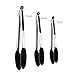 Kuger Stainless Steel Kitchen Tongs Set with Silicone Tips, Non-Stick Heat Resistant (Black/3-Piece)