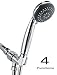 Handheld Shower Head, Wassern High Pressure Rainfull Massage Spa Flexible 60'' Stainless Steel Hose Angle Adjustable Bracket 4setting 3'' Chrome