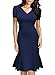 Miusol Women's Official V-Neck Retro Cap Sleeve Fitted Business Cocktail Dress