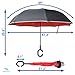 Outdoor Wealth Double Layer Self-Standing Inverted Umbrella with SOS Reflective Stripe Safety Car Reverse Folding Umbrella for Women & Men - Windproof Waterproof Auto