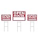 Open House Sign Kit - 3 Double Sided Signs & 3 Heavy Duty Stakes - Red Property Signs 18