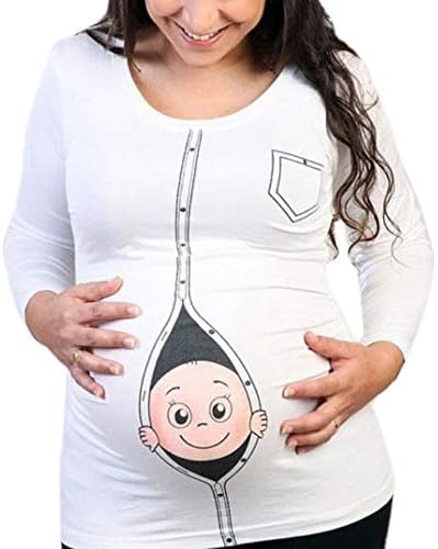 Pulison Women Maternity Blouses Baby Peeking T Shirt Funny Pregnancy Tee Expecting Mothers Tops