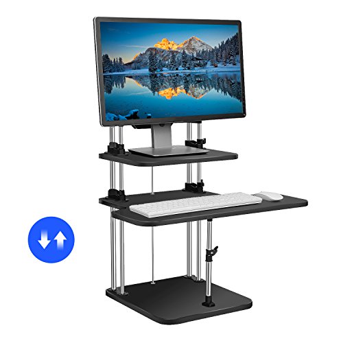 SMONET Dual Level Height Adjustable Desk-Standing Desk-Converts Any
Desk to a Sit/Stand Up Desktop for Your Laptop or Computer Monitor
Easily(Black)