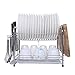 MICOE Stainless Steel Dish Drain Drying Rack with Cutting Board Bracket 2 Layers Cutlery Rack Large Capacity Tool-Free Installation H-WDG2003